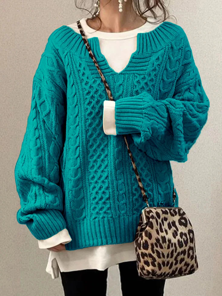 Lässiger Retro-Zopfmusterpullover