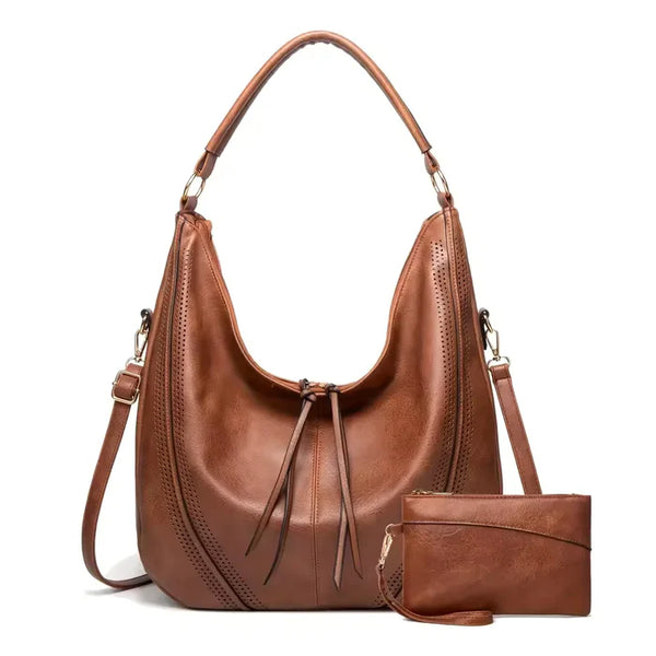2-teiliges Set: Damen-Shopper & Crossbody-Tasche aus Leder