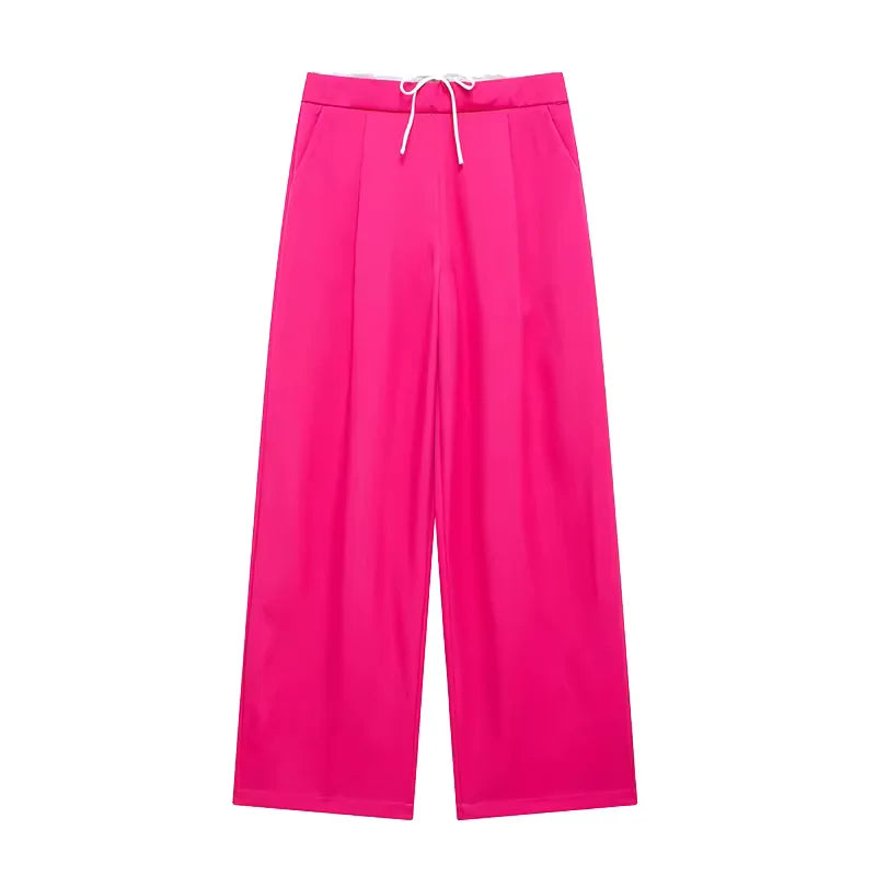 Damen High-Waist Lace-Up Straight-Hose