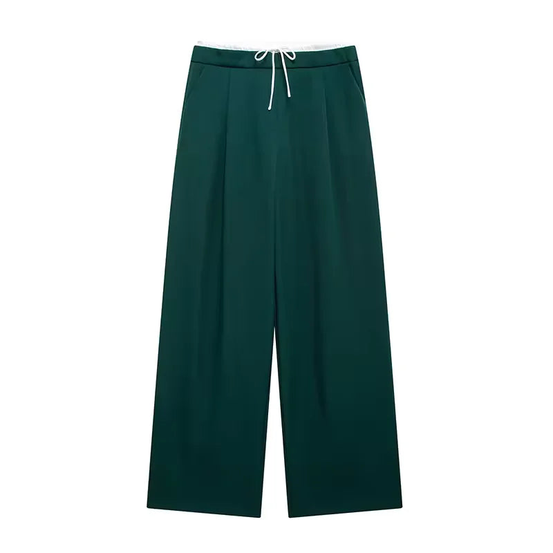 Damen High-Waist Lace-Up Straight-Hose