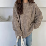 Zopfmuster-Strickpullover