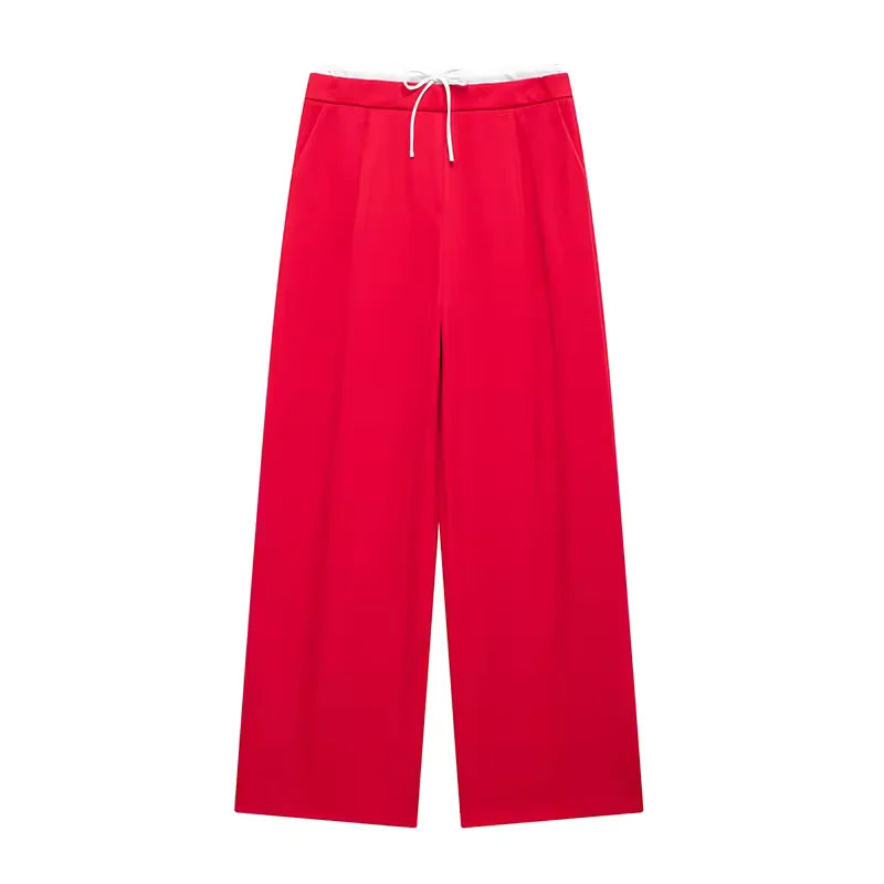 Damen High-Waist Lace-Up Straight-Hose