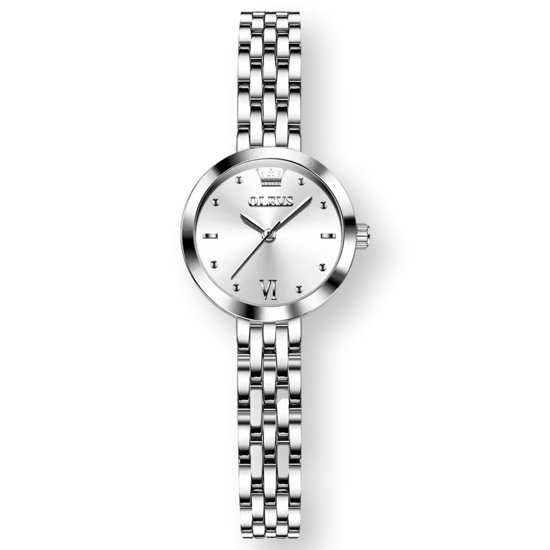 Damen Gold Edelstahl Wasserfeste Quarz Uhr