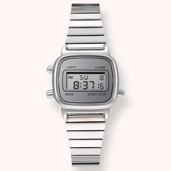 Digitale Rechteckige Edelstahl Uhr