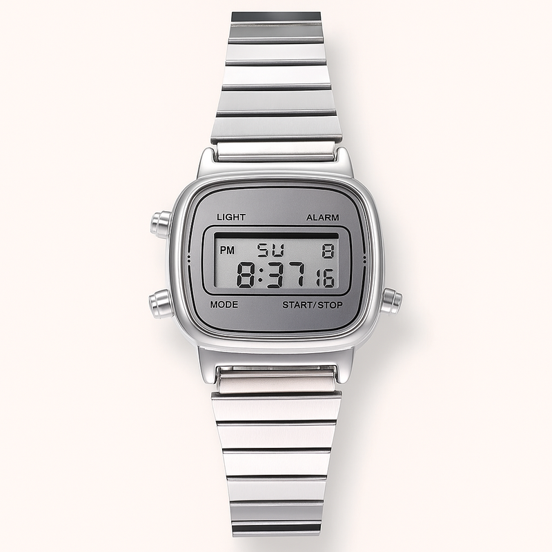 Digitale Rechteckige Edelstahl Uhr