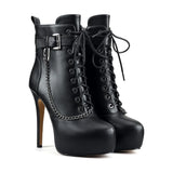 Damen Trendige Schnür- und Schnallen-Stiefeletten