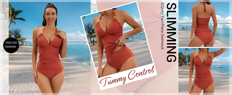 Stylisches Zweiteiliges Tankini-Badeanzug-Set