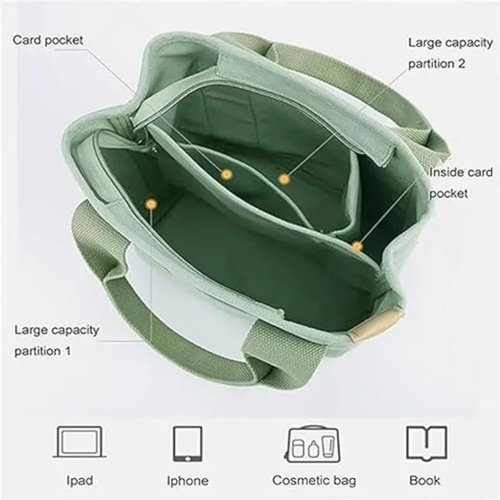 Wasserabweisende Canvas-Handtasche mit geflochtenem Riemen