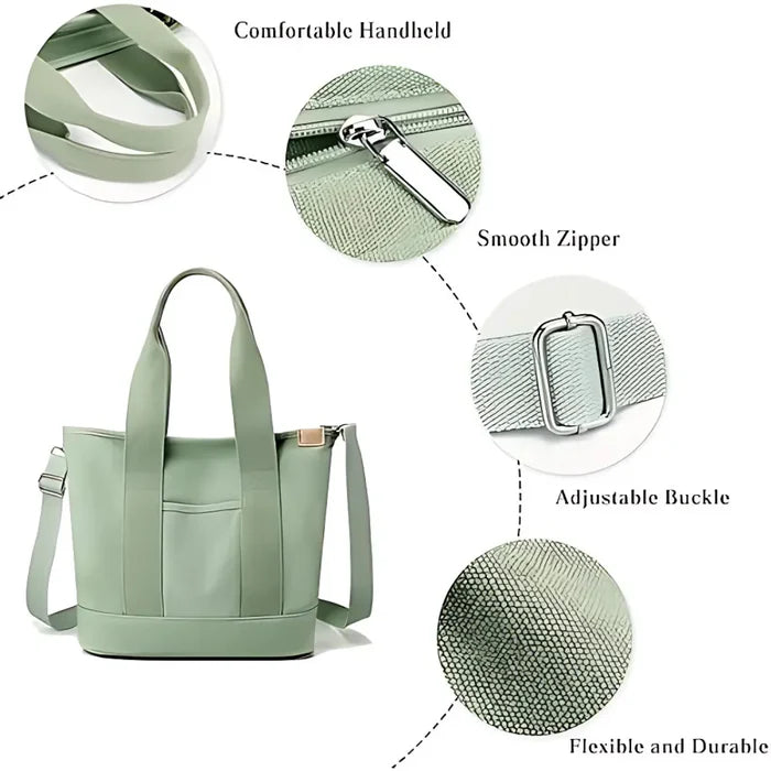 Wasserabweisende Canvas-Handtasche mit geflochtenem Riemen