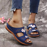 Bequeme Blumen-Wedge-Sandalen