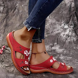 Bequeme Blumen-Wedge-Sandalen