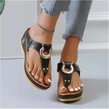Damen Sommer Keil-Plattform Sandalen