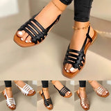 Schnallenriemen Rundzehen Flache Sandalen