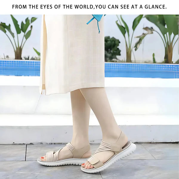 Verstellbare Strickriemen-Sommersandalen mit gepolsterter Sohle