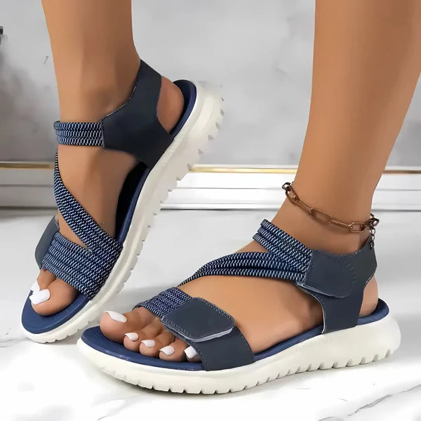 Verstellbare Strickriemen-Sommersandalen mit gepolsterter Sohle