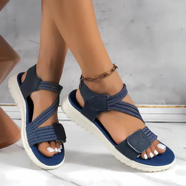 Verstellbare Strickriemen-Sommersandalen mit gepolsterter Sohle