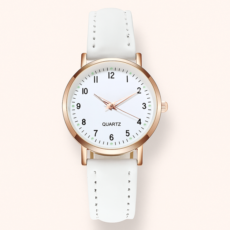 Damen Leuchtende Lederarmband Quarz Uhr
