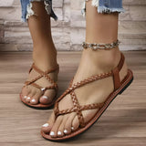 Damen geflochtene Clip-Zehen Sommersandalen