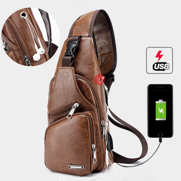 Multifunktionale Leder-Umhängetasche (Crossbody)