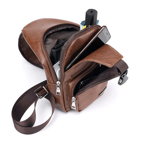 Multifunktionale Leder-Umhängetasche (Crossbody)