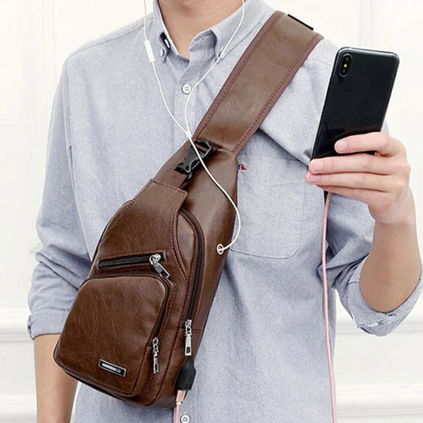 Multifunktionale Leder-Umhängetasche (Crossbody)