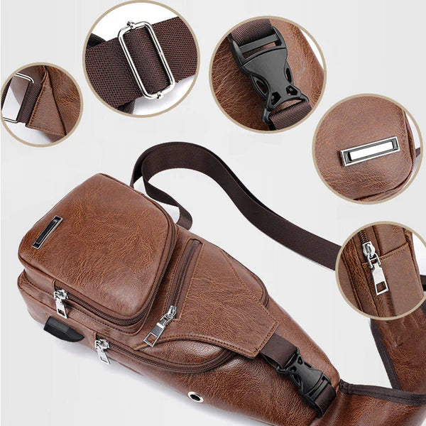 Multifunktionale Leder-Umhängetasche (Crossbody)
